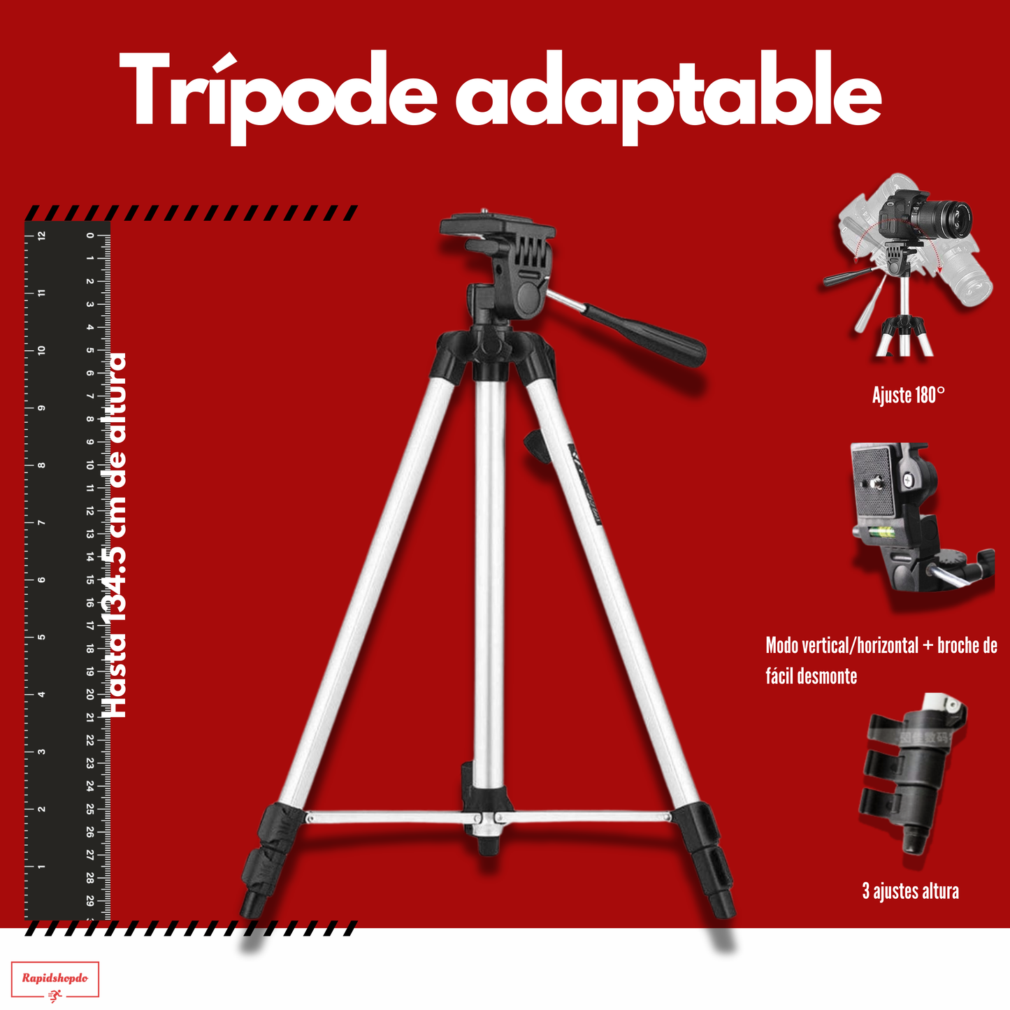 Tripode de aluminio solido para todo tipo de celular y cámara